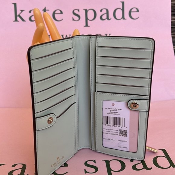 Kate Spade Staci Large Slim Bifold Wallet Crystal Blue - Picture 11 of 14